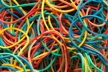 Colorful Elastic Rubber Bands In A Pile From Above