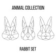 Set of geometric rabbit head isolated on white background vintage vector design element illustration