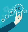 © IRStone - Hand of businessmen holding the gear with running person inside. Business concept