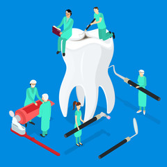 Sticker - Dental Care Concept 3d Isometric View. Vector