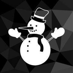 Sticker - Schneemann - Icon mit geometrischem Hintergrund schwarz