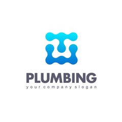 Wall Mural - Vector logo design for plumbing company.