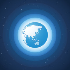 Wall Mural - world globe on blue wave background Asia