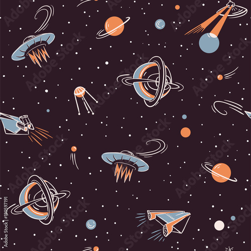 przestrzen-wektor-wzor-kosmiczny-projekt-tkaniny-z-rakietami-planetami-gwiazdami-i-satelitami