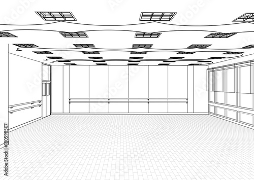 Interior Outline Sketch Drawing Perspective Office Of A