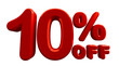 3d rendering of 10 percent off in white background. Special Offer 10% Discount Tag. Sale Up to 10 Percent Off