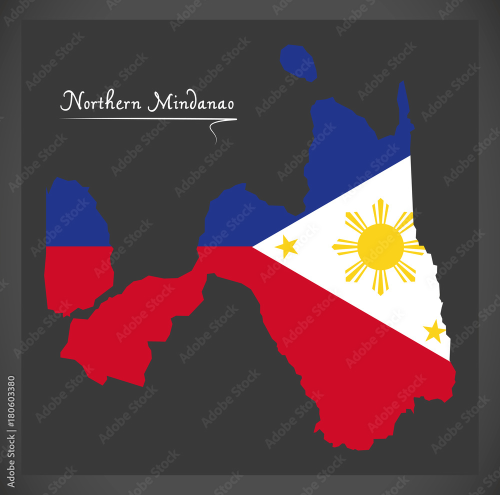 Northern Mindanao Map Of The Philippines With Philippine National Flag 1000 F 180603380 
