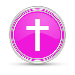 Sticker - Pinker Button - Kreuz - Religion