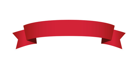 single red ribbon banner in white background