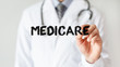 Doctor writing word MEDICARE with marker, Medical concept