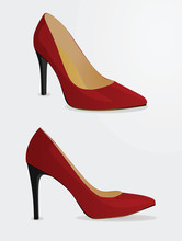 Red Women Shoes. Vector Illustration