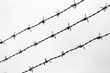 three lines of barbed wire along the border with dramatic effect