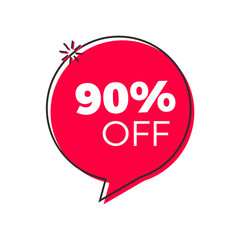 Aufkleber - Special offer red geometric trendy bubble. Vector modern retro red tag design. Discount offer price label, symbol with 90% OFF sale sticker.