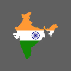 Wall Mural - India flag and map