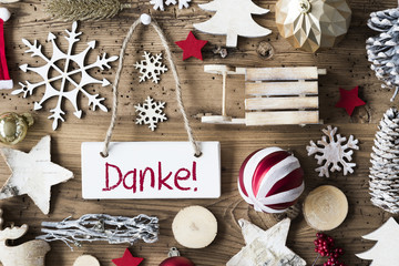 Wall Mural - Rustic Christmas Flat Lay, Danke Means Thank You