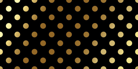 Leinwandbilder - Christmas holiday golden background template for greeting card or New Year gift wrapping paper design. Vector gold dotted pattern for Christmas or New Year wrapper seamless confetti black background