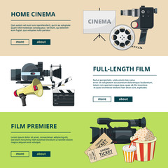 Poster - Horizontal banners set with cinema compositions. Video entertainment pictures