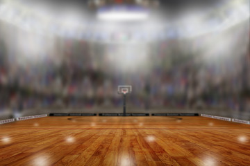 Wall Mural - Basketball Arena With Copy Space. Focus on foreground with shallow depth of field on background.