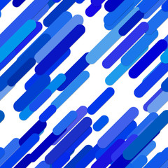 Poster - Seamless chaotic rounded diagonal stripe background pattern from blue lines on white background