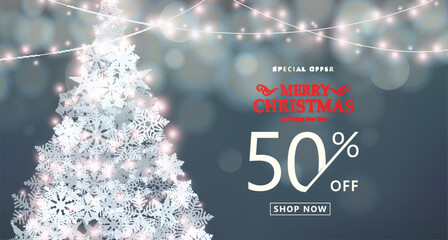 Wall Mural - christmas, happy new year sale banner. special offer, discount type text