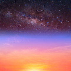 milky way on the sunset sky
