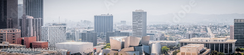 Plakat Drapacze chmur w centrum Los Angeles. Widok z lotu ptaka centrum biznesowego miasta