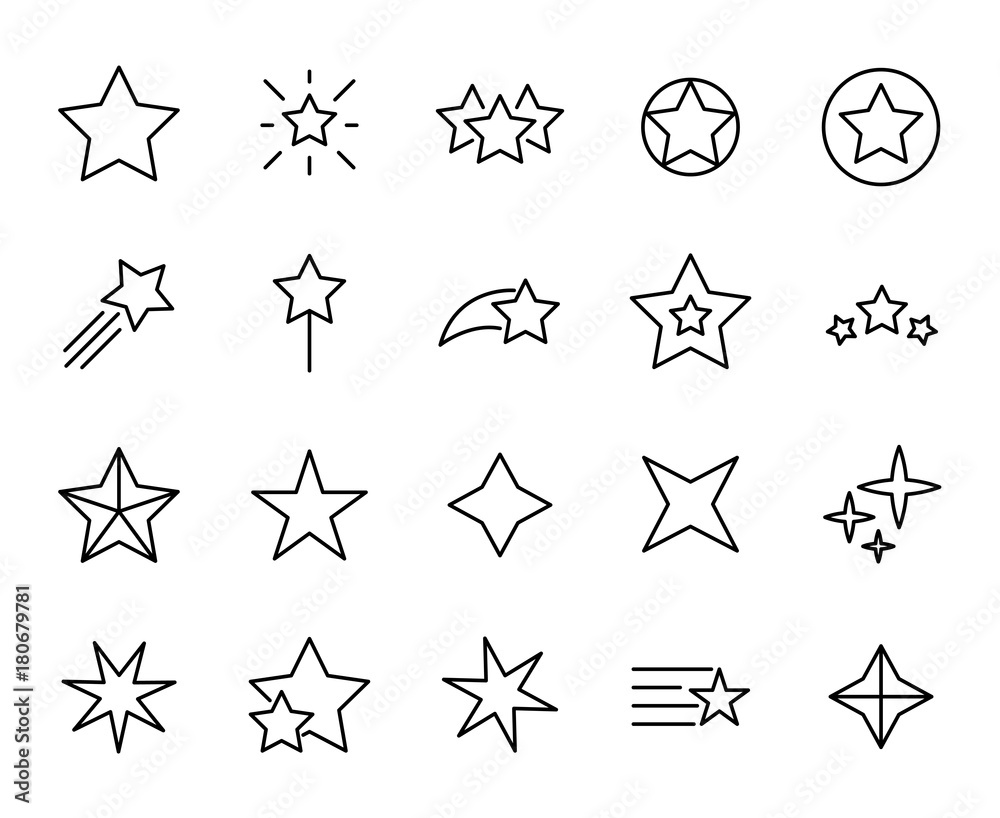 Premium set of star line icons. - obrazy, fototapety, plakaty 