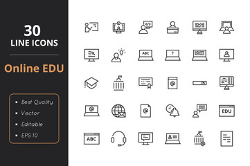 Poster - 30 education line icon