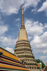 Pagoda is in Wat Pho that was named as the temple of the pagoda or chedi that are decorated with yellow glaze or glazed tiles or dark blue