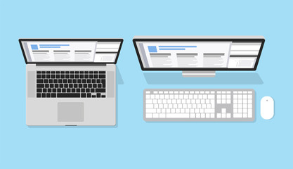 Aufkleber - Portable computer and desktop computer, flat style vector illustration