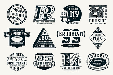 Wall Mural - Set of emblems in sport style