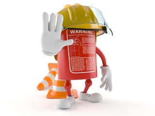 Sticker - Fire extinguisher character with traffic cone