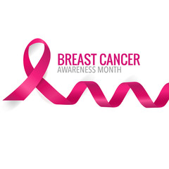 Wall Mural - Breast Cancer Awareness Month background design. Breast cancer awareness pink ribbon. Vector Illustration