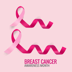 Canvas Print - Breast Cancer Awareness Month background design. Breast cancer awareness pink ribbon. Vector Illustration