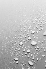 Surface With Water Drops, Grey Background