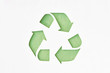 canvas print picture - Recyclig symbol on recycled paper