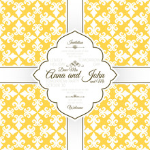 Card Template With French Yellow Pattern