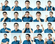 © Iurii - Set of young man's portraits with different emotions and gestures