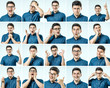 © Iurii - Set of young man's portraits with different emotions and gestures