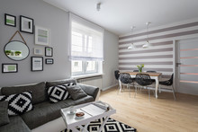 Home Interior With Gray Sofa