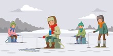 Colorful Winter Fishing Concept