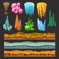 Sticker - Colorful Game Landscape Elements Set