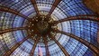 day time paris city famous store galeries lafayette dome interior up view 4k france
