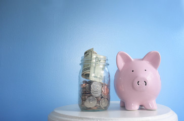 Wall Mural - Piggy bank and money