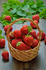 Wall Mural - Strawberries in the wicker basket