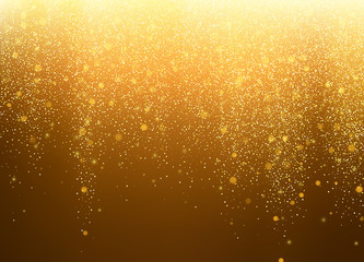 Wall Mural - Gold glitter stardust background. Abstract falling stars. Vector illustration.