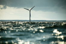 Wind Turbines Farm In Baltic Sea, Denmark