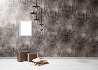 Wall Mural - decorative wallpaper retro style baggage and lamp concept