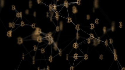 Poster - cycling bitcoin.cinematic background.3d animation. seamless loop.
