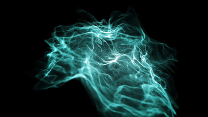 Poster - green abstract digital particles on black background with dots. high definition abstract cgi motion 